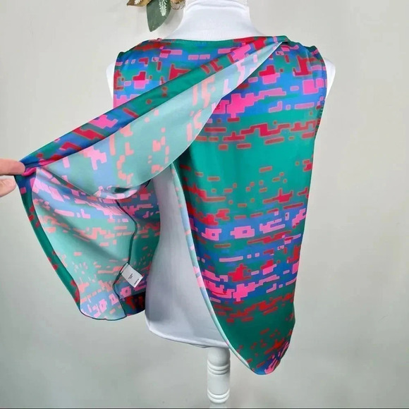 CO + CO by Coco Rocha Cornelia Top Green Pink Red Sleeveless Top Size 6 - Picture 7 of 10